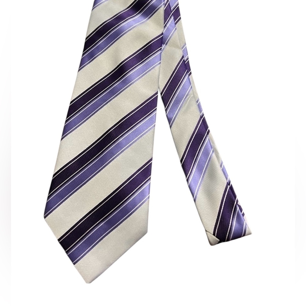 UMBERTO FRASI tie purple and silver stripes